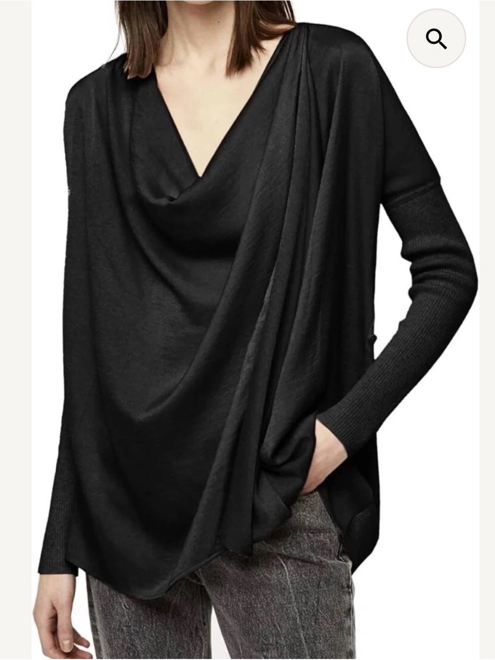 Allsaints - Erma Cowl Neck Top Long Sleeves Small NWT Minimalist